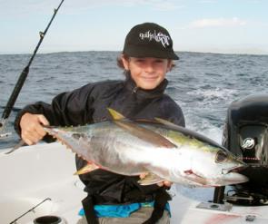 Daniel Hollis trolled up this yellowfin tuna in Laguna Bay on his birthday!